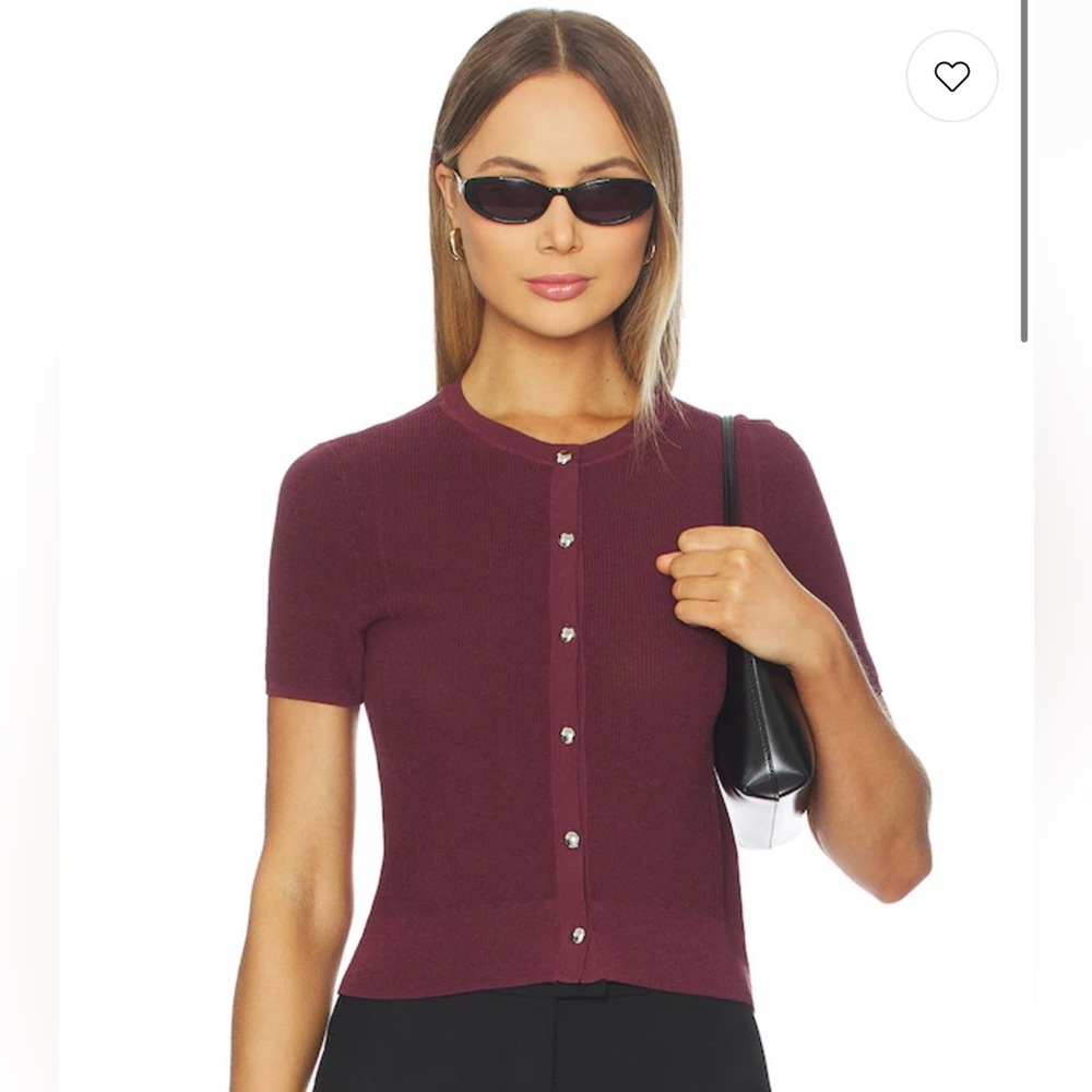 Rag & Bone Dina Short Sleeve Cardigan in Prune Size Small